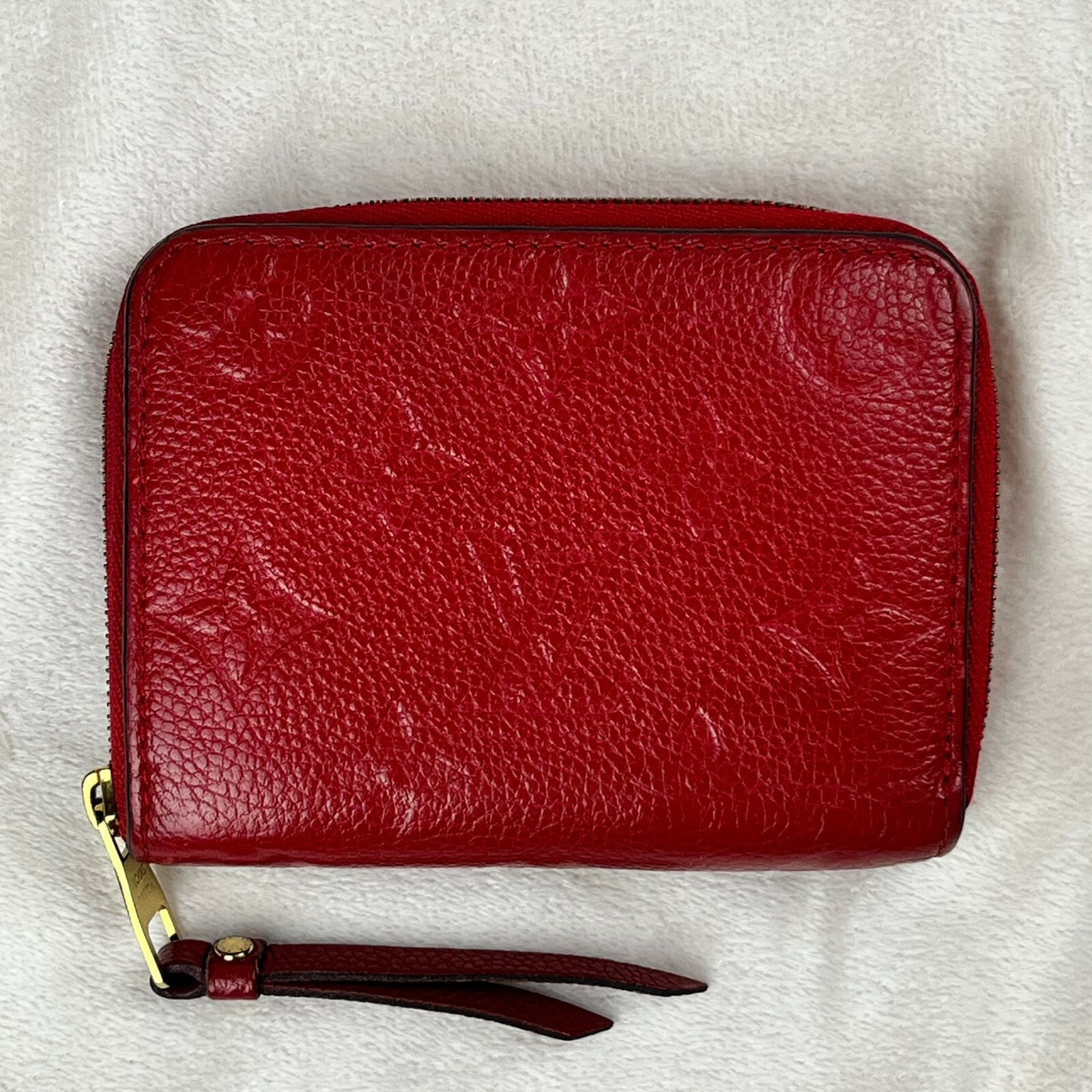 Louis Vuitton Red Empreinte Monogram Leather Zippy Coin Purse Compact Wallet Guc